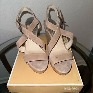 Michael Kors Beige Wedge Sandals